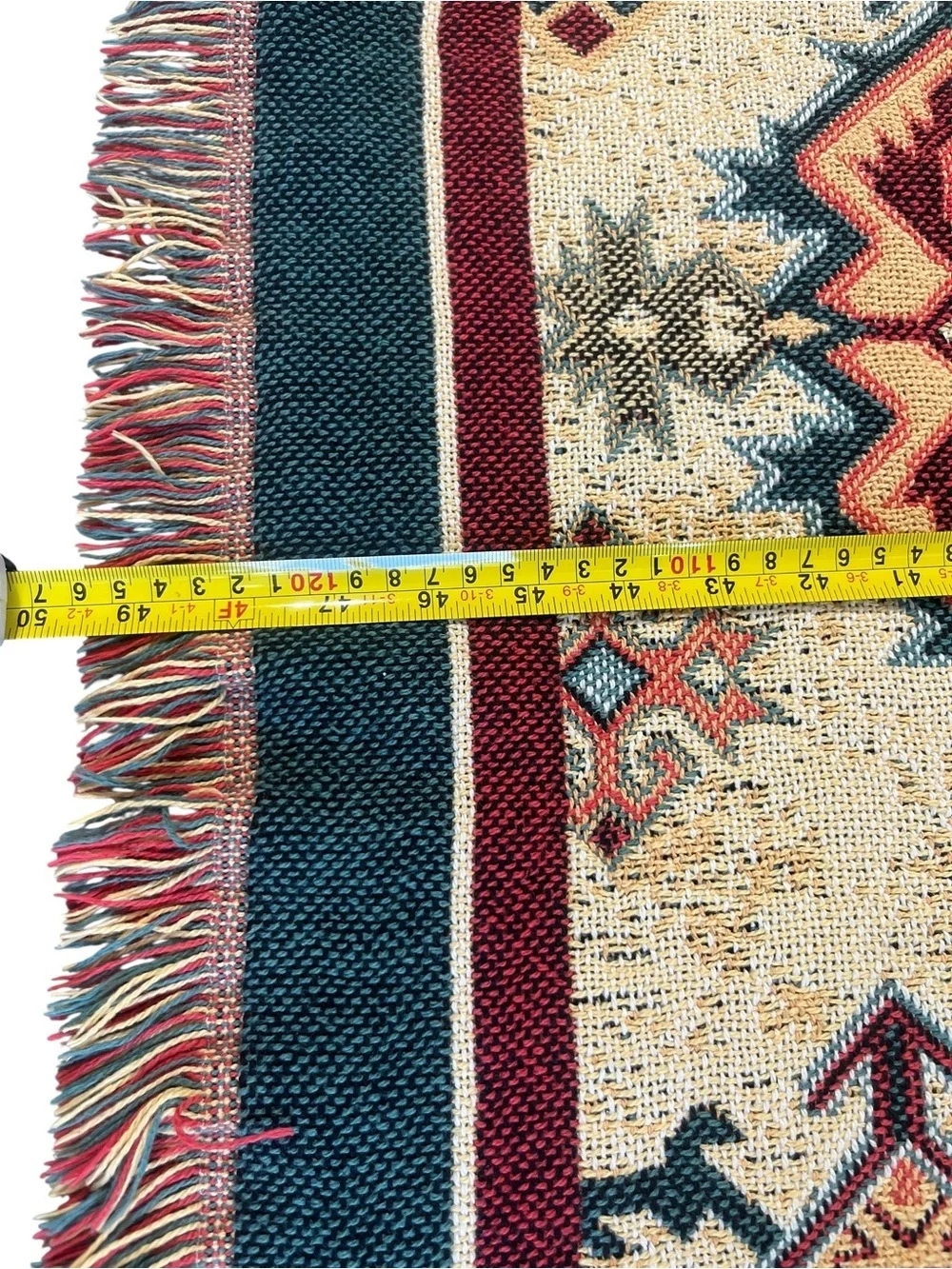 Vintage La Cotonniere D'Alsace Aztec Southwest Tapestry Throw Blanket USA